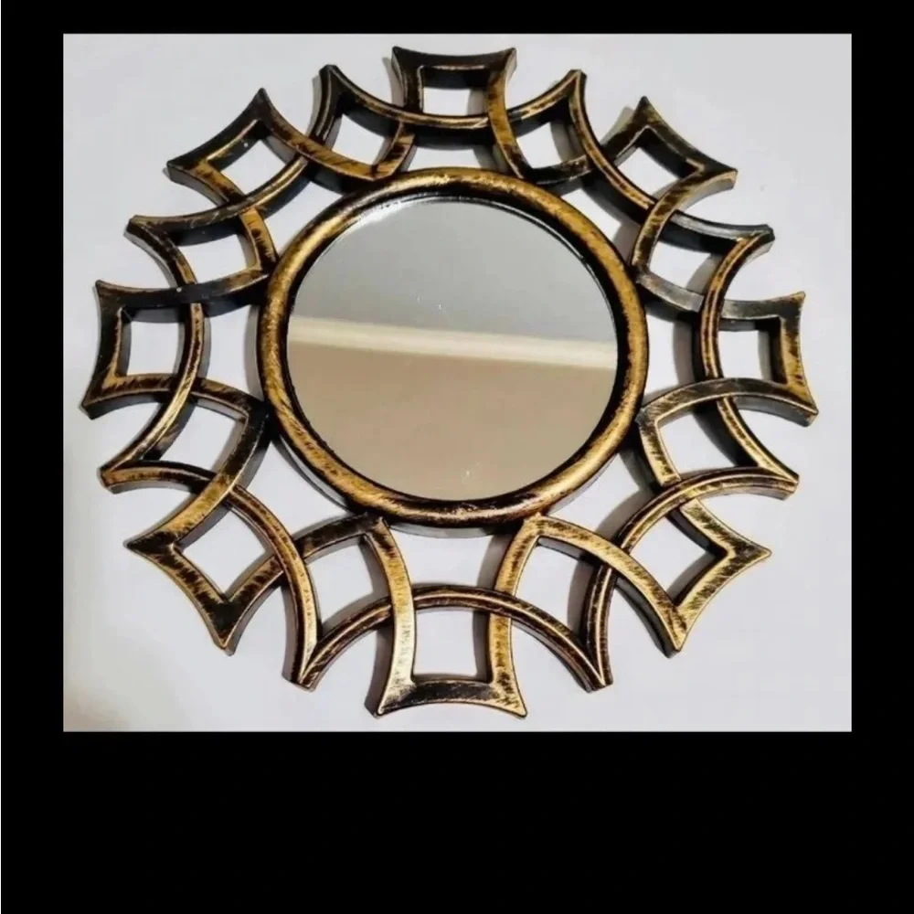 Antiqued Gold mirrors Set of Four (4) Boho accent mirrors NEW round glass mirror